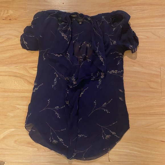 BABATON Women's Silk Short Sleeve Floral Blouse Shirt XXXS - Picture 1 of 5
